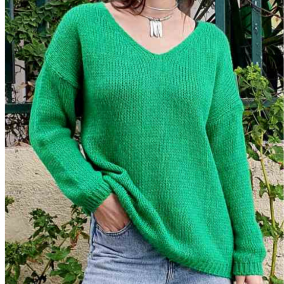 Λαιμόκοψη μπλούζα με λεπτή πλέξη 