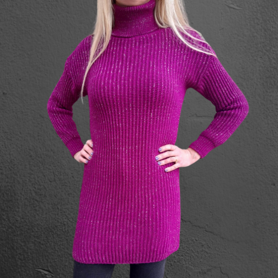 Πλεκτό μπλουζοφόρεμα με ζιβάγκο στενής γραμμής