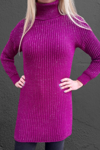 Πλεκτό μπλουζοφόρεμα με ζιβάγκο στενής γραμμής