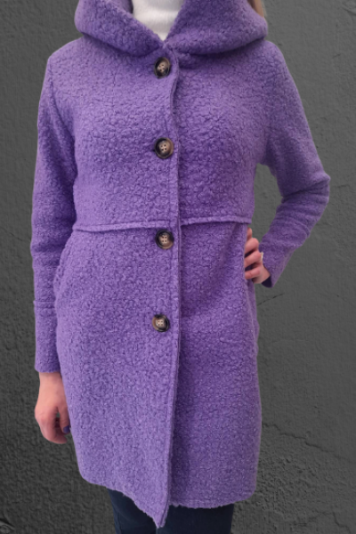 παλτό μπουκλέ με κουκούλα